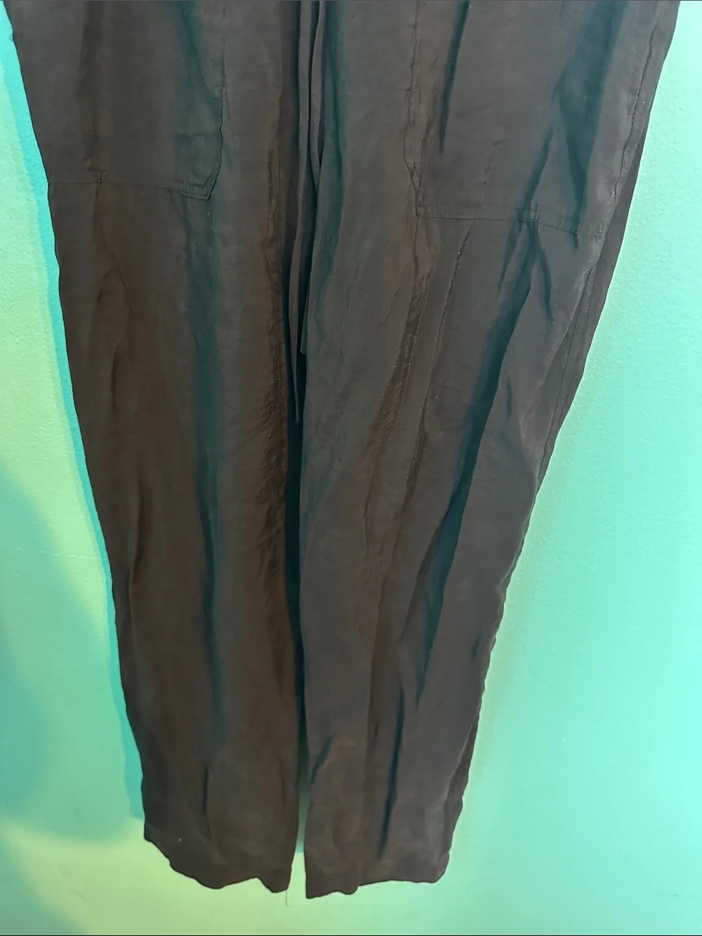 ZARA Linen Full Length Straight Leg Leisure Drawstring Pants S